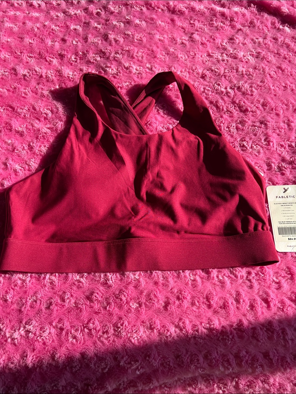 Fabletics Deep Red Crossback Sports Bra